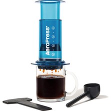 Aeropress Clear Blue Kahve Presi, Hepsi Bir Arada French Press, Manuel Espresso ve Pour-Over Tarzı Kahve Makinesi, 2 Dakika Demleme Süresi, Seyahat ve Kamp Için Küçük Taşınabilir Kahve Makinesi