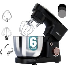 Heinrich´s Heinrich's Mutfak Robotu, Yoğurma Makinesi, Hamur Makinesi, Karıştırma Makinesi, 1500W Mutfak Cihazı, Hamur Kancası, Karıştırma Kancası, Çırpma Teli, 10 Ayarlanabilir Hız, Xl 6l Paslanmaz Ç