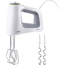 Braun Home Multimix 5 Hm 5000 El Mikseri - Kademesiz Hız Kontrollü El Mikseri, 700 Watt, Çırpma Teli ve Hamur Kancası Dahil, Beyaz/gri