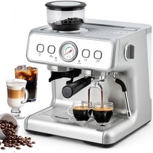 Hausprofi Hausprofı Öğütücülü Hausprofı Portafiltre Makinesi, Espresso Makinesi 15 Bar, Süt Köpürtücü, Görünür Basınç Göstergesi, 2,8 L Büyük Su Deposu, Cappuccino, Latte ve Macchiato Için Kahve Makinesi Espres