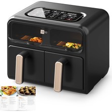 Aeco Elıte Duo 8l Xl Airfryer 2 Odacıklı 2400W Çift Bölgeli Sıcak Hava Fritözü