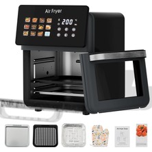 Abovemoon 10L Büyük Xl Pro Hava Fritöz Fırını, 12'si 1 Arada Akıllı Konveksiyonlu Fırınlar Için Izgara Kombinasyonu, Cam Görüntüleme Pencereli Sıcak Hava Fritözü, Çıkarılabilir Kapı - Siyah