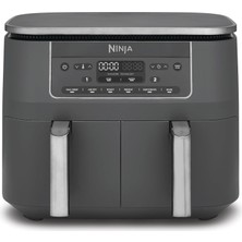 Ninja Çift Bölgeli Dijital Hava Fritözü, 2 Çekmece, 7,6 L, 6'sı 1 Arada, Yağ Kullanmaz, Havada Kızartma, Maksimum Çıtır, Kızartma, Pişirme, Yeniden Isıtma, Kurutma, Yapışmaz, Bulaşık Makinesinde Yıkan