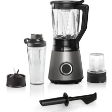 Bosch Stand Mikser, Smoothie Makinesi, 30.000 Rpm, 1200 W, Paslanmaz Çelik Bıçak, 1,5 L Thermosafe Cam Kap, 0,6 L Togo Şişe, Doğrayıcı, Avrupa Malı, Vitapower Series 4 MMB6177S