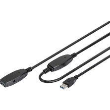 Esranın Dünyası Dıgıtus Aktif USB 3.0 Uzatma Kablosu - 10 M - 5 Gbps Aktarım Hızı - Tak ve Çalıştır - Hotswap - LED Fonksiyon Göstergesi - Siyah