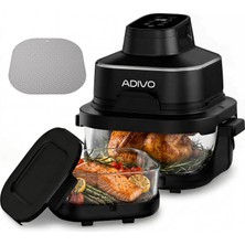 Adivo Taşınabilir Cam Hava Fritözü Sıcak Hava Fritözü 4l/1,5l, 1500W, Görüntüleme Pencereli Yağsız Hava Fritözü, Cam Kase, 4 Mod, Kaplamasız, Bulaşık Makinesinde Yıkanabilir