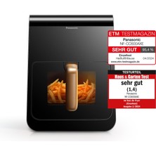 Panasonic NF-CC600AXE Pencereli Hava Fritözü, 6l, 80-200°C, Dijital Zamanlayıcı ve LCD Ekran, Hafif Buhar Ilavesi, 11 Ön Ayar, Kolay Temizlik, Pembe Altın Saplı Siyah