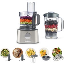 Kenwood Multipro Compact FDM301SS Kompakt Mutfak Robotu, 2,1 Litre, Paslanmaz Çelik Bıçaklar, 3 Çalışma Diski ve Diğer 4 Aksesuar Dahil, Metal Gövde, 800 Watt, Gümüş