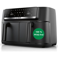 Bosch Sıcak Hava Fritözü Seri 4, Çift Odacıklı, 9l (2 * 4,5l) Airfryer Dual, 6 Program, 230 Dereceye Kadar, Bulaşık Makinesinde Yıkanabilir, Pfas Içermez, Siyah, MAFD440B0