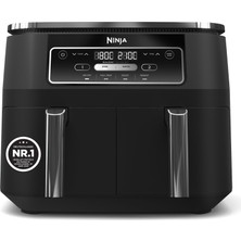 Ninja Foodi Çift Bölgeli Airfryer Sıcak Hava Fritözü, 4'ü 1 Arada, Siyah AF200EU