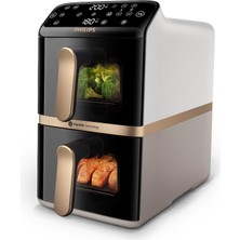 Philips Airfryer 4000 Serisi Yığılmış Ikili Sepet, 2 Sepetli Yığınlı Sıcak Hava Fritözü, 10 L, Rapidair Teknolojisi, %45 Daha Az Yer Gerektirir, Pfas Içermeyen Seramik Kaplama, Görüntüleme Penceresi (