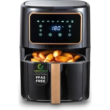 Bergner Copperly - Pfas Içermeyen Sıcak Hava Fritözü 1800W 6,9l - 8 Pişirme Programı - Seramik Kaplamalı Hava Fritözü - Sıcaklık Ayarı 80-200°C - 30 Dakikaya Kadar Zamanlayıcı - Sağlıklı ve Yağsız Kız