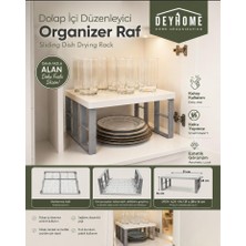 Esranın Dünyası Deyhome Dolap Içi Düzenleyici Organizer Raf 31X28X16 cm – Katlanabilir Mutfak Dolap Rafı | Tabak, Bardak, Kupa ve Mutfak Eşyası Düzenleme Standı