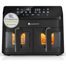 Juskys® Airfryer 9 L Çift Hazneli - Sıcak Hava Fritözü 2 Hazneli, 9 Program, Kaplamalı, Xxl Fritöz