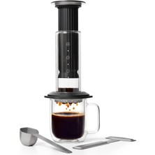 Aeropress Premium Kahve Makineleri - Cam, Kavrulmuş Çelik ve Alüminyum Hepsi Bir Arada French Press, Manuel Filtre ve Espresso Makinesi. Sadece 2 Dakikada Daha Az Acı, Daha Lezzetli Siyah Kahve