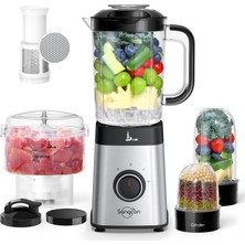 Sangcon 5'i 1 Arada Stand Mikseri ve Smoothie Makinesi, Shake ve Smoothie'ler Için 500 W Kıyma, Darbe Fonksiyonlu 3 Hız Seviyesi, 40 Ons Cam ve Paslanmaz Çelik Kapaklı 17 Ons