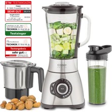 Caso B 1800 Powerblender Seti - Stand Mikser, 28.000 Rpm, Cam Kap 1,75 L, Içme Şişesi ve Doğrayıcı Dahil, Çok Iyi, Paslanmaz Çelikten Mikser Testi Kazananı