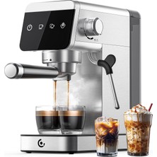 Amzchef Portafiltre Makinesi 20 Bar, LED Ekranlı Ev Hediyeleri Için 1.2l Çıkarılabilir Tanklı 2'si 1 Arada Espresso Makinesi Kompakt Paslanmaz Çelik Latte Makinesi, 1350W