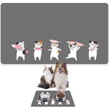Esranın Dünyası Monnhein Mama ve Su Evcil Hayvan Beslenme Matı, Kolay Temizlenen Emici Su Geçirmez Kumaş, Küçük Orta Boy ve Büyük Kedi ve Köpekler Için Dayanıklı Köpek Kedi Paspas (50X35, Gri Kediler Balık)