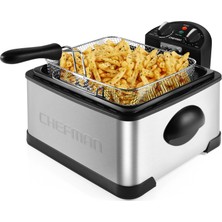 Chefman 4,3 Litre Süzgeçli Fritöz, Xl Jumbo Boy, Ayarlanabilir Sıcaklık ve Zamanlayıcı, Kızarmış Tavuk, Karides, Cips ve Daha Fazlası Için Mükemmel, Çıkarılabilir Yağ Kabı, Paslanmaz Çelik