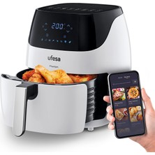 Ufesa AF5100 Beyaz Phantom Fritöz Sıcak Hava Fritözü Beyaz, Wifi Ile, 5 L, Dijital Dokunmatik Kontrol, 8 Program, 1500 W, Tarifli App, Sıcaklık ve Zaman Ayarlanabilir, Amazon'a Özel