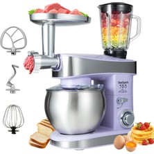 Seaspark Mutfak Robotu, 6 L Yoğurma Makinesi 1200W, 6 Hızlı Mutfak Robotu, Karıştırma Kancalı Hamur Makinesi, Hamur Kancası, Çırpma Teli ve Sıçrama Koruması, Mor