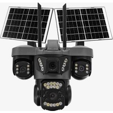 Baff Viva SIM-864 Aov 4g Solar Güneş Panelli Sım Kartlı Güvenlik Kamerası - 16MP 4 Kameralı Gece Görüşlü Hafıza Kartlı Dış Mekan Kamera