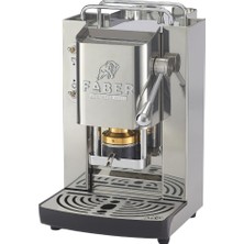 Faber Kahve Makineleri | Lüks 3.0 | Kahve Makinesi Ese 44 Mm, Manyetik Valfli, Çıkarılabilir Ped Tutuculu, 1 L Cam Hazneli ve Ayarlanabilir Pirinçten Yapılmış Ped Presi (Parlak Paslanmaz Çelik, Krom)