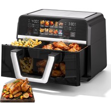 Cypcat 10'u 1 Arada Hava Fritözü, 10,0 Qt Şeffaf Cam Sepetli Fritöz, 360° Pişirme Penceresi, Eşit Sonuçlar Için 2500 W Hassas Isıtma, Havada Kızartma, Yeniden Isıtma, Kızartma, Fırında Pişirme, Bulaşı