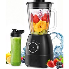 Waworıo Blender, Smoothie Yapıcı, Stand Mikser, 1,5 L Cam Hazneli 1500 Watt Yüksek Hızlı Blender Smoothie Yapıcı, 600 Ml'lik Bpa Içermeyen Tritan Şişeler, Smoothie'ler Için Ayarlanabilir Hız, Karıştır