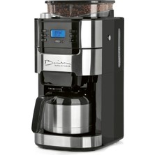 Barista Kaffee & Technik Ayarlanabilir Öğütücülü Barista Filtre Kahve Makinesi | Sıcak Tutma Işlevi, 24 Saat Zamanlayıcı ve Kalıcı Filtre | 10 Fincan Kahve Için | Fasulye ve Toz Kahve Makinesi [paslan