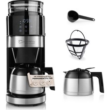 Barista Kaffee & Technik Ayarlanabilir Öğütücülü Barista Filtre Kahve Makinesi (Pro Tasarım) | Sıcak Tutma Işlevi, 24 Saat Zamanlayıcı ve Kalıcı Filtre | 10 Fincan Kahve Için | Fasulye ve Toz Kahve Ma