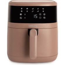 Create Hava Fritözü 6,5l, Çift Dirençli Mocha/ısıtma Üst ve Alt, 6-7 Porsiyon, 10 Program, Dokunmatik Kontrol, Zaman ve Sıcaklık Kontrolü, 1550 + 400W