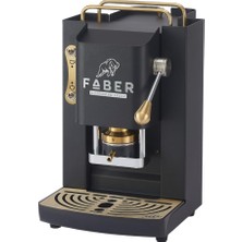 Faber Kahve Makineleri | Lüks 3.0 | Kahve Makinesi Ese 44 Mm, Elektrikli Valf, Çıkarılabilir Kapsül Tutucusu, 1 L Cam Hazne ve Ayarlanabilir Pirinç Kapsül Baskı Parçası (Siyah, Pirinç)