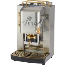 Faber Kahve Makineleri | Lüks 3.0 | Kahve Makinesi Ese 44 Mm, Elektrikli Valf, Çıkarılabilir Kapsül Tutucusu, 1 L Cam Hazne ve Ayarlanabilir Pirinç Kapsül Baskı Parçası (Mat Paslanmaz Çelik, Pirinç)