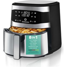Heinrich´s Heınrıchs Sıcak Hava Fritözü Paslanmaz Çelikten Yapılmış Dijital LED Ekranlı LCD Dokunmatik Ekranlı Hava Fritözü, 8 Program 1800W Sıcak Hava Fritözü Yağsız Fritöz Hava Fritözü Zamanlayıcı F