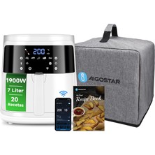 Aigostar Xxl Hava Fritözü, Toz Kapaklı, 7 L Hava Fritözü, 1900 W ve Sıcak Tutma Fonksiyonu, Tarif Kitabı Dahil, LED Dokunmatik Panel, Çift Kullanım: Sepet Veya Çekmeceli, Bpa Içermez