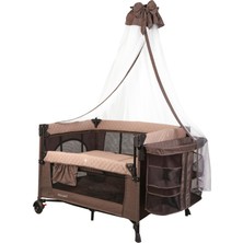Esranın Dünyası Holmer Kids Coolstyle Cibinlikli Anne Yanı Park Yatak/oyun Parkı/beşik (Kahverengi)