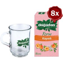 Esranın Dünyası Doğadan Form Çay Kayısılı 20'li x 8 ve Doğadan Cam Bardak Hediyeli