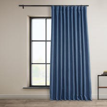 Esranın Dünyası Hpd Half Price Drapes Suni Keten Karartma Perdesi, Ekstra Geniş, 100X108 Cm, 1 Panel, Denim