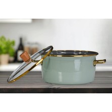 Esranın Dünyası Pr Home Soft Green Emaye Kızartma Tenceresi 22 cm