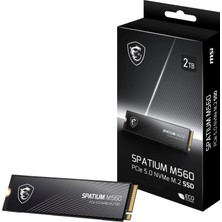 Esranın Dünyası Msı Spatıum M560 SSD 2 Tb - Pcıe 5.0 Nvme M.2 Dahili Katı Hal Sürücü, 10.300 Mb/s Okuma, 8.700 Mb/s Yazı, 3D Nand, Entegre Veri Güvenliği, Merkez, 5 Yıl Garanti (1200 Tbw)