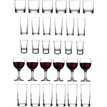 Esranın Dünyası Paşabahçe 30 Parça Mega Set Istanbul Viski Rakı Shot Votka ve Şarap Bardağı Seti