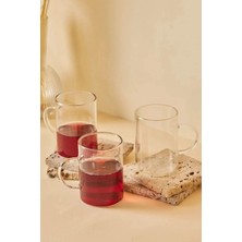 Esranın Dünyası Bev Kitchen 3 Adet Borosilikat Isıya Dayanıklı Termisil Cam Kupa Bardak Şeffaf
