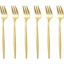 Esranın Dünyası 410 Çelik 6 Adet Gold Renk Tatlı ve Meyve Çatalı CIN611SR-6