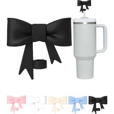 Esranın Dünyası 1 Adet Silikon Pipet Kapağı – Stanley Quencher ile Uyumlu 10 mm Pipetler Için – Toz Koruyucu, Fiyonklu Tasarım – Siyah Renk
