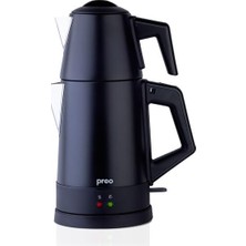 Esranın Dünyası Preo PTM08 1,8 Lt 1800W Çelik Demlikli Siyah Çay Makinesi