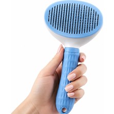 Esranın Dünyası Krafz Otomatik Temizlenen Tüy Toplama Tarağı – Basmalı Mekanizmalı Kedi Köpek Tarağı – Çelik Iğneli – Cilt Dostu – Ergonomik Saplı – Uzun ve Kısa Tüyler Için (Mavi)