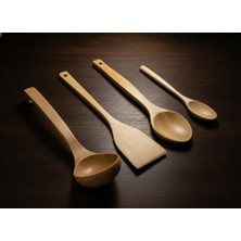 Esranın Dünyası Doğal Akçaağaç 4 Parça Mutfak Seti – Premium Ahşap Kaşık, Spatula ve Servis Kepçesi – Sağlıklı ve Ergonomik Mutfak Gereçleri
