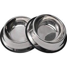 Esranın Dünyası Aputue Paslanmaz Çelik Köpek Mama Kabı, 2 Pcs 16CM Kaymaz Kauçuk Taban, Metal Evcil Hayvan Su Kasesi, Paslanmaz Çelik Kedi ve Köpek Besleme Seti, Küçük ve Orta Boy Hayvanlar Için Uygun